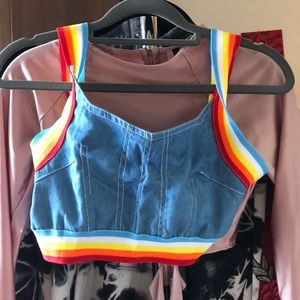 Jean crop too with rainbow straps
